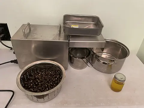 Coffee beans with kitchen appliances