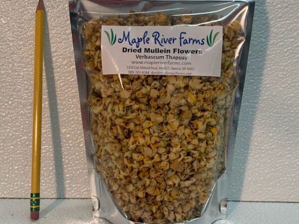 Pouch of dried mullein flowers