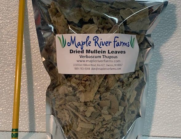 Resealable bag of dried mullein leaves